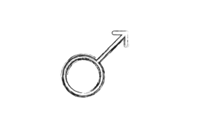 símbolo masculino y agrandamiento del pene